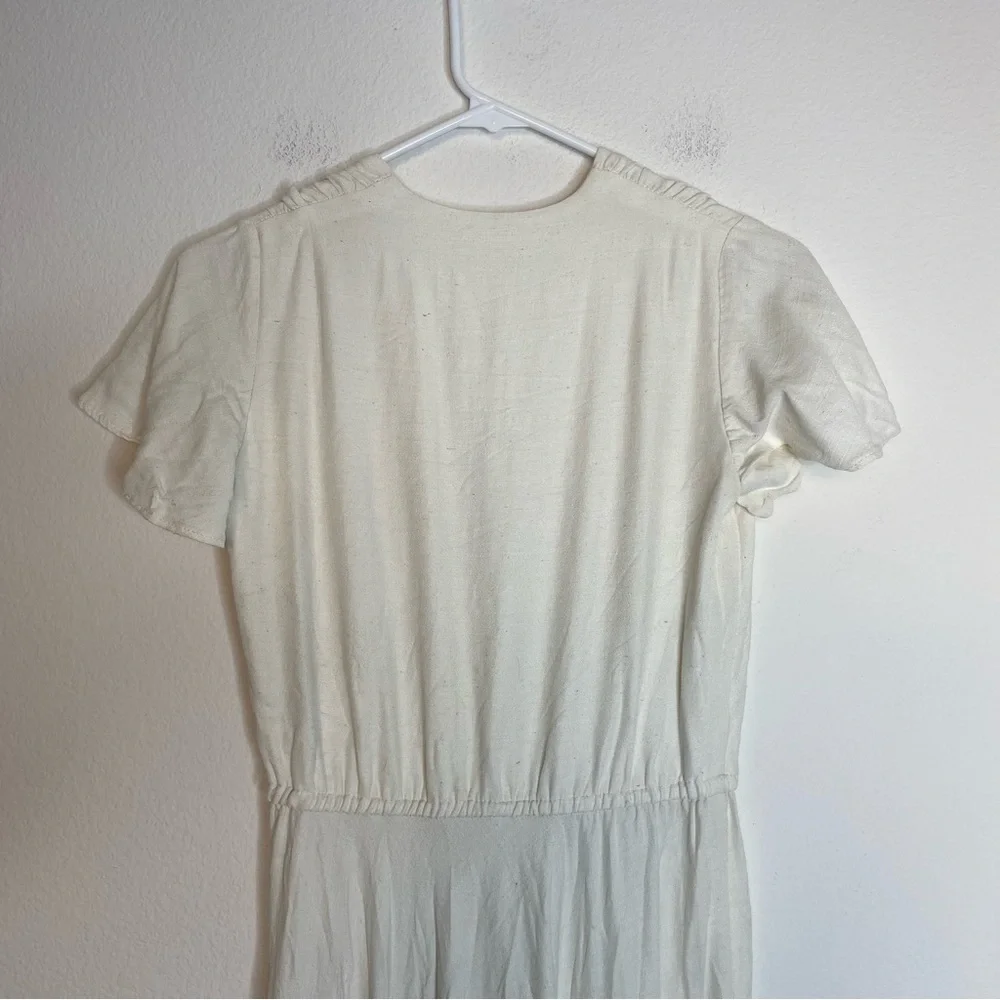 Cloud Hunter Co. White V Neck Plunge Flutter Sleeve Midi Maxi Dress XS